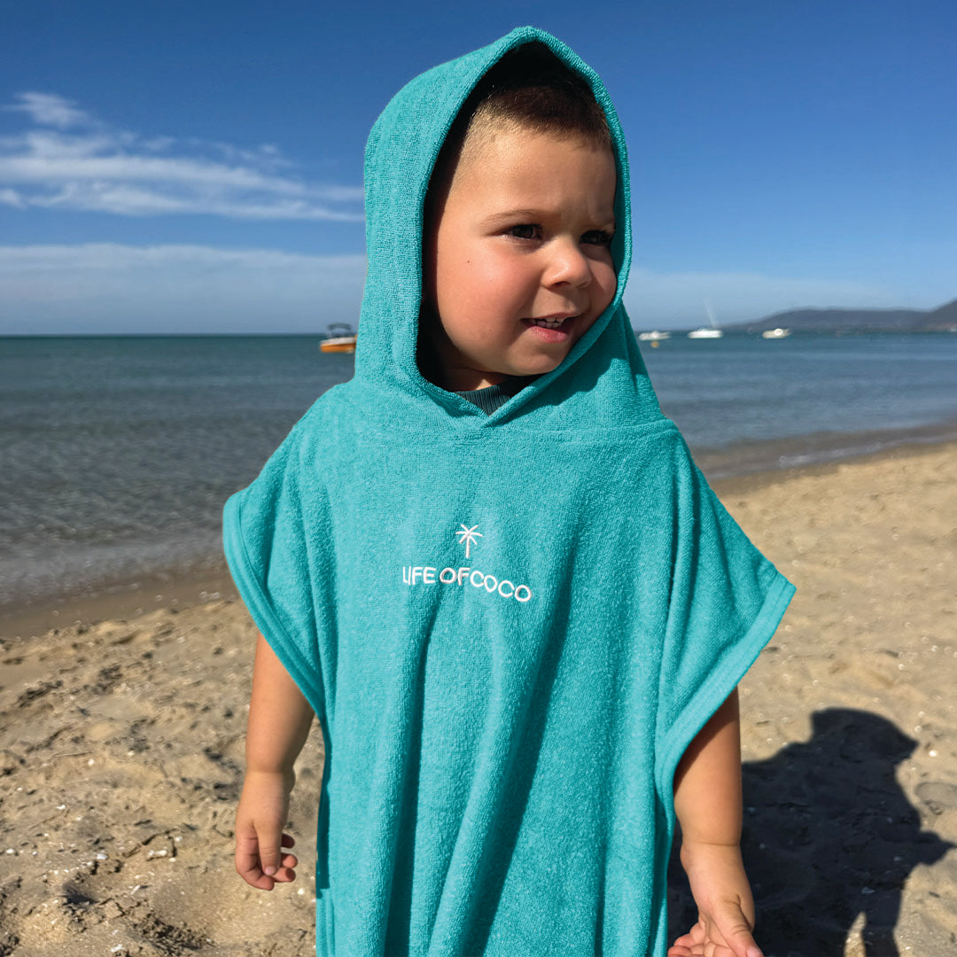 Kids Hooded Towel Poncho | Aqua