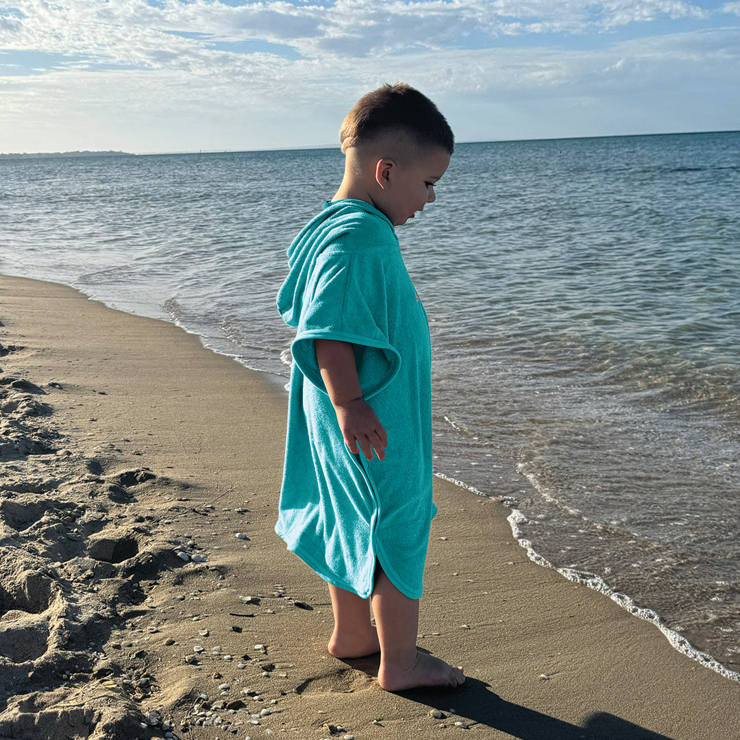 Kids Hooded Towel Poncho | Aqua