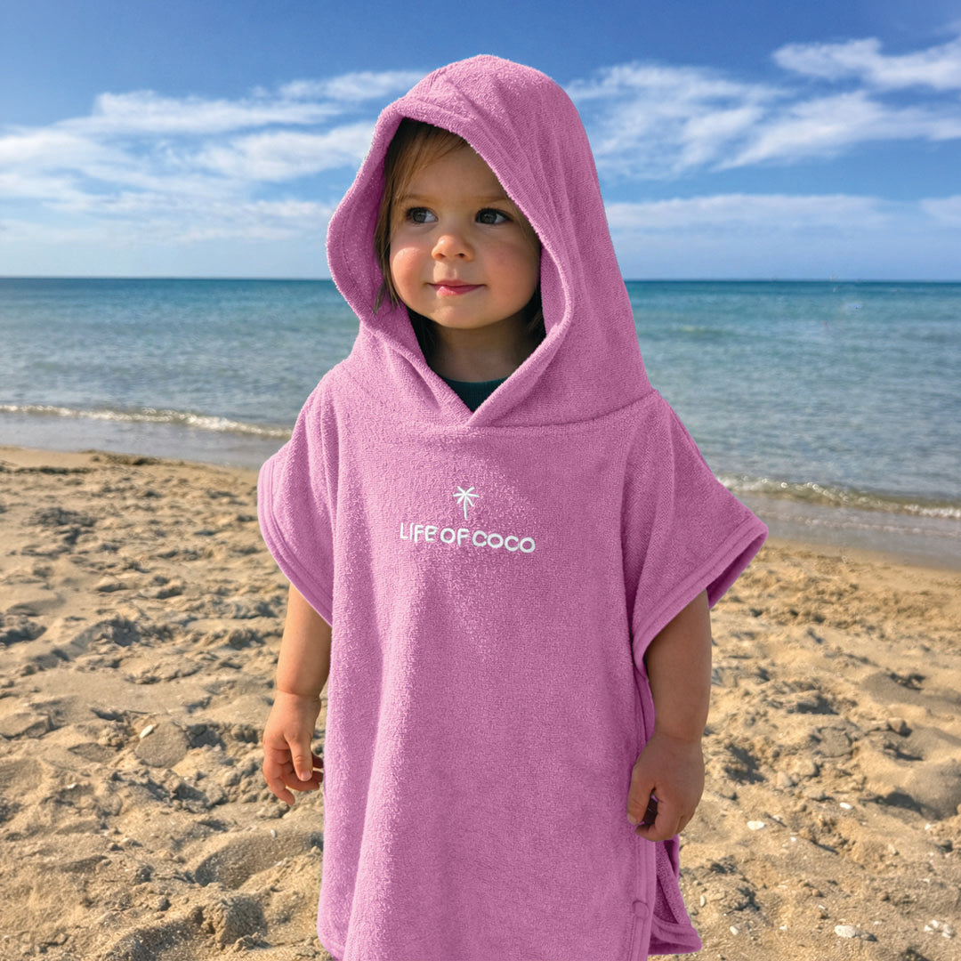 Kids Hooded Towel Poncho | Pink
