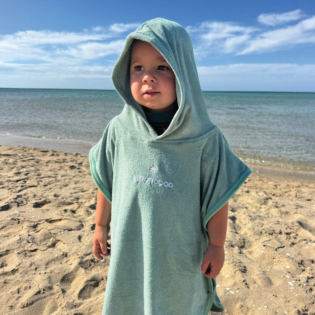 Kids Hooded Towel Poncho | Sage Green