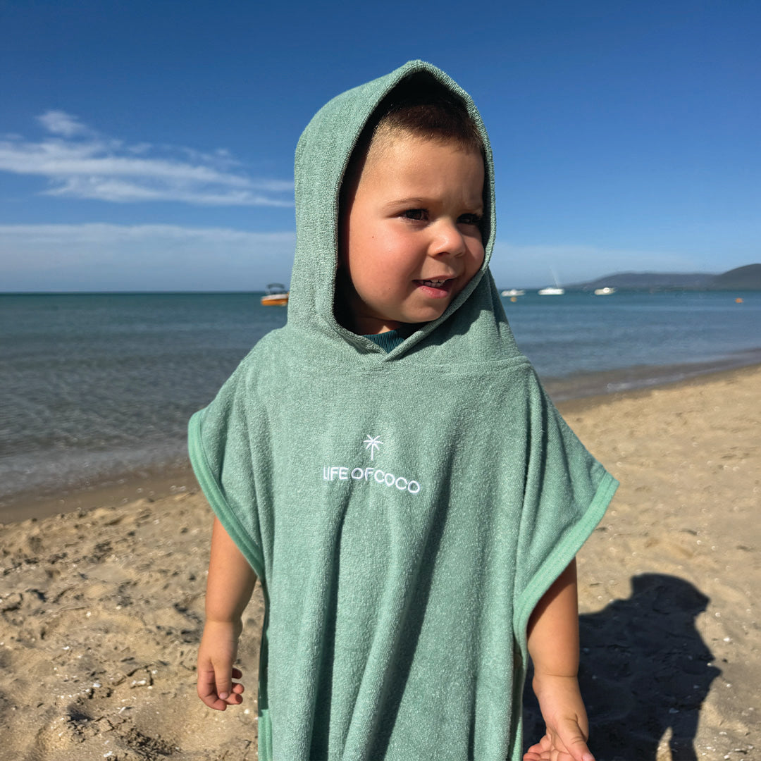 Kids Hooded Towel Poncho | Sage Green