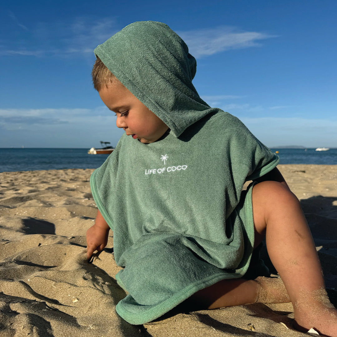 Kids Hooded Towel Poncho | Sage Green