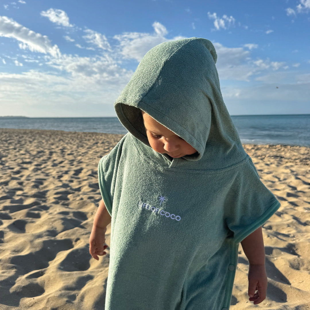 Kids Hooded Towel Poncho | Sage Green