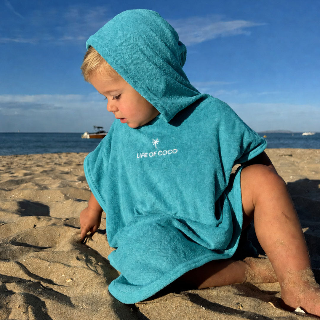 Kids Lightweight Hooded Towel Poncho | Aqua