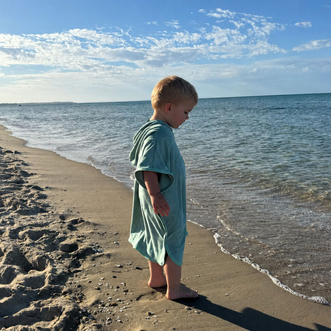 Kids Lightweight Hooded Towel Poncho | Sage Green