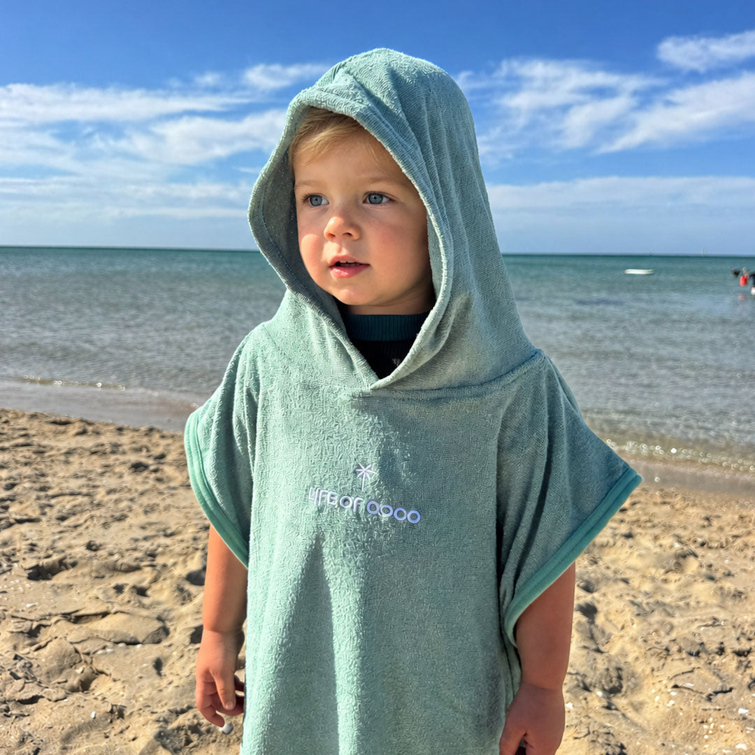 Kids Lightweight Hooded Towel Poncho | Sage Green