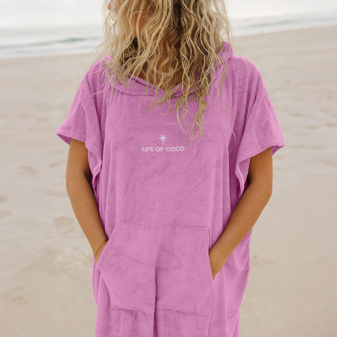 Adult Hooded Towel Poncho | Pink