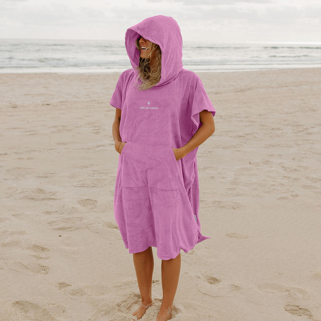 Adult Hooded Towel Poncho | Pink