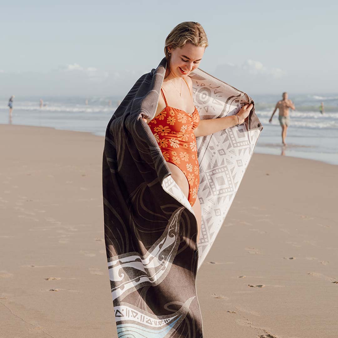 Sand Free LOC Beach Towel in Use