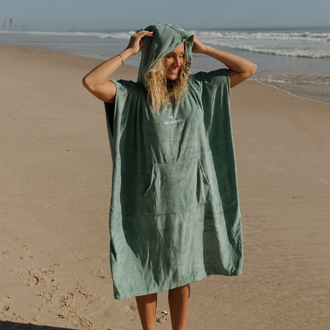 Adult Hooded Towel Poncho | Sage Green