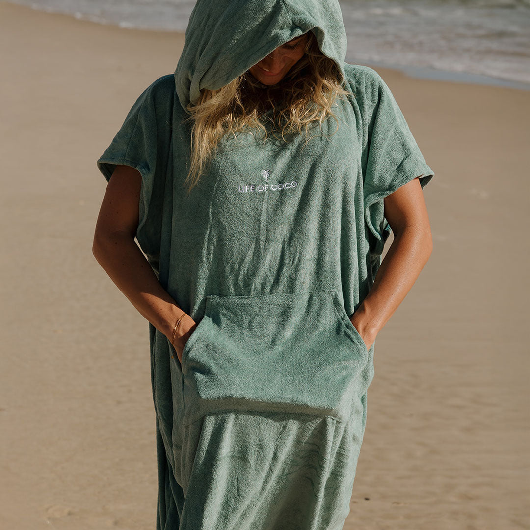 Adult Hooded Towel Poncho | Sage Green
