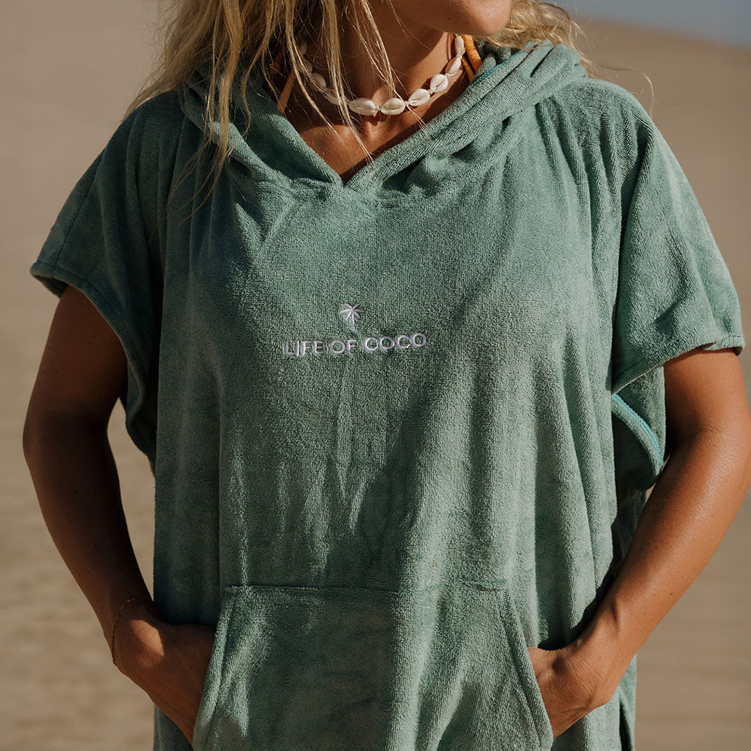 Adult Hooded Towel Poncho | Sage Green