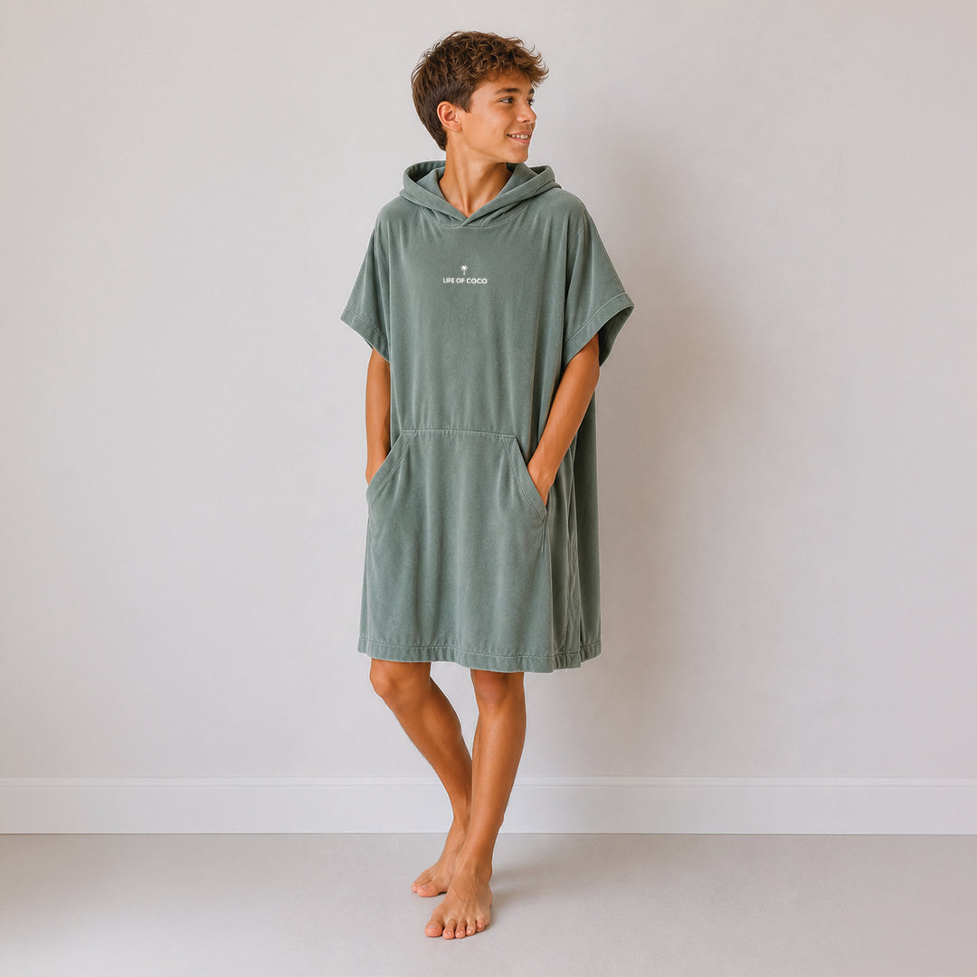 Teen Hooded Towel Poncho | Sage Green