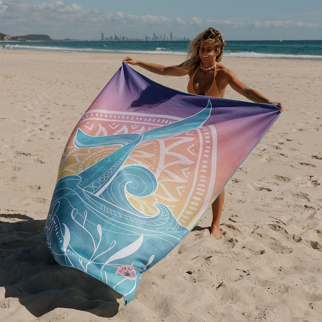 Whale Tale Reversible Sand Free Beach Towel | Double Size