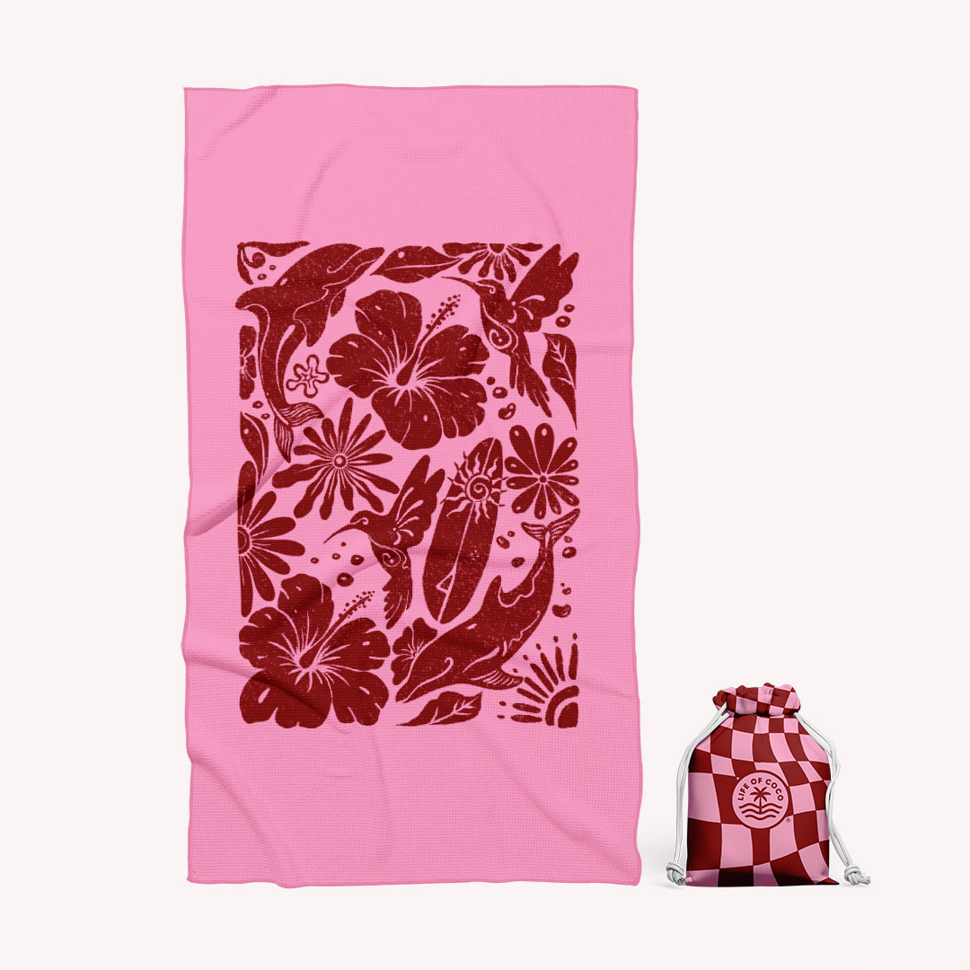 PRE ORDER Sand Free Beach Towel | Single | Costa Rica Hibiscus