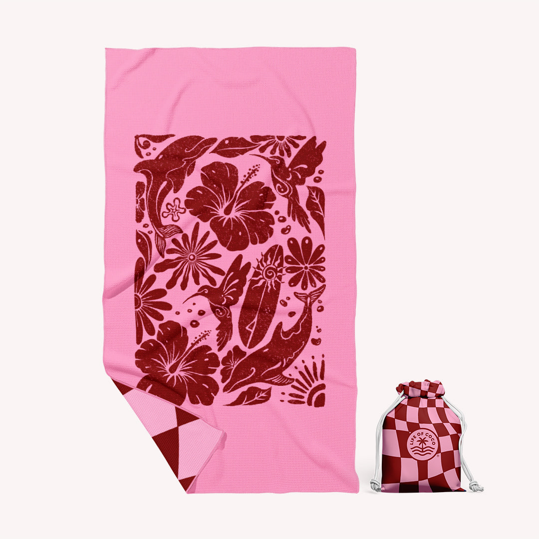 PRE ORDER Sand Free Beach Towel | Single | Costa Rica Hibiscus