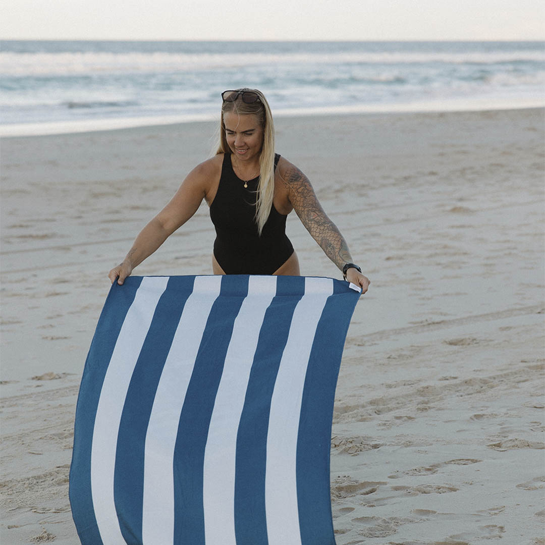 Sand Free Beach Towel With Santorini Stripes