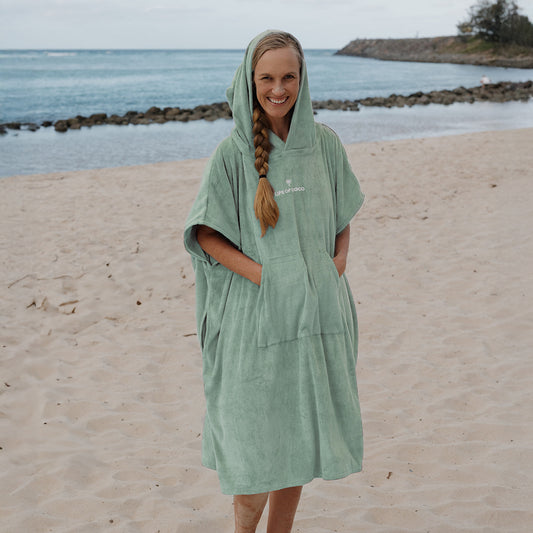 PRE-SALE: Adult Hooded Towel Poncho | Sage Green