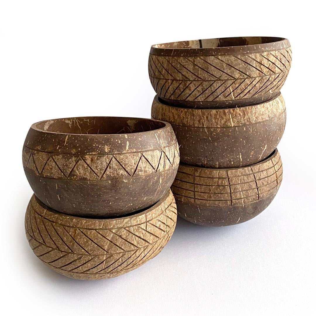 Jumbo boho carved coconut bowls