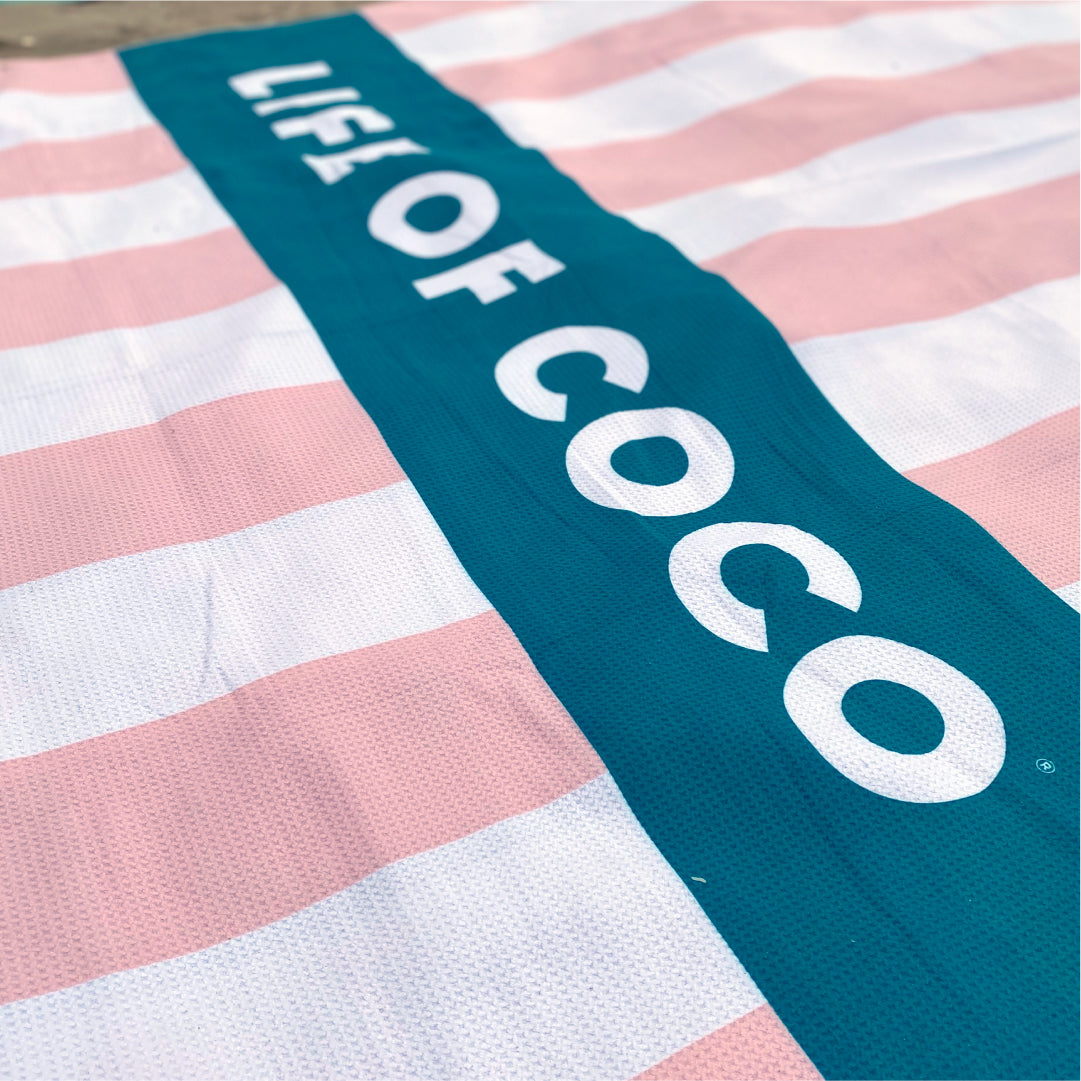 Life of Coco sand-free beach towel tropical striped stripey stripes
