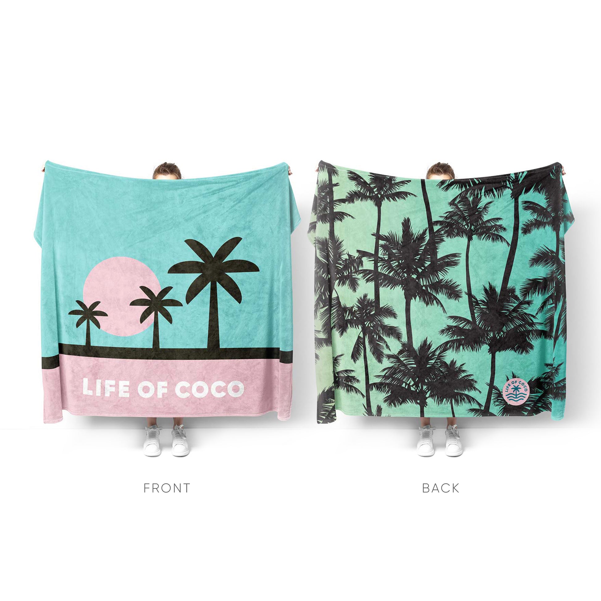 life of coco sand-free beach towels reversible extra large palm trees