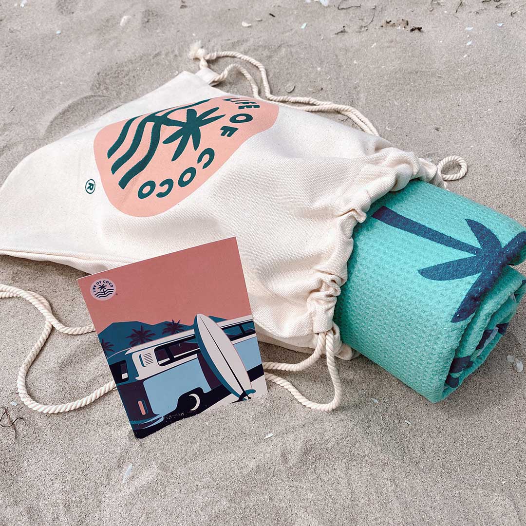 Sand-free Towel Giftpack - includes beach bag + personalised message